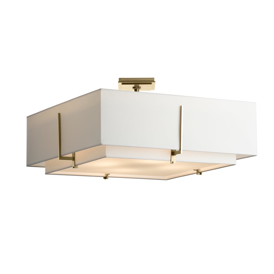 Hubbardton Forge Exos Square Large Double Shade Semi-Flush Light Fixture, 4-Bulb, Multiple Finishes