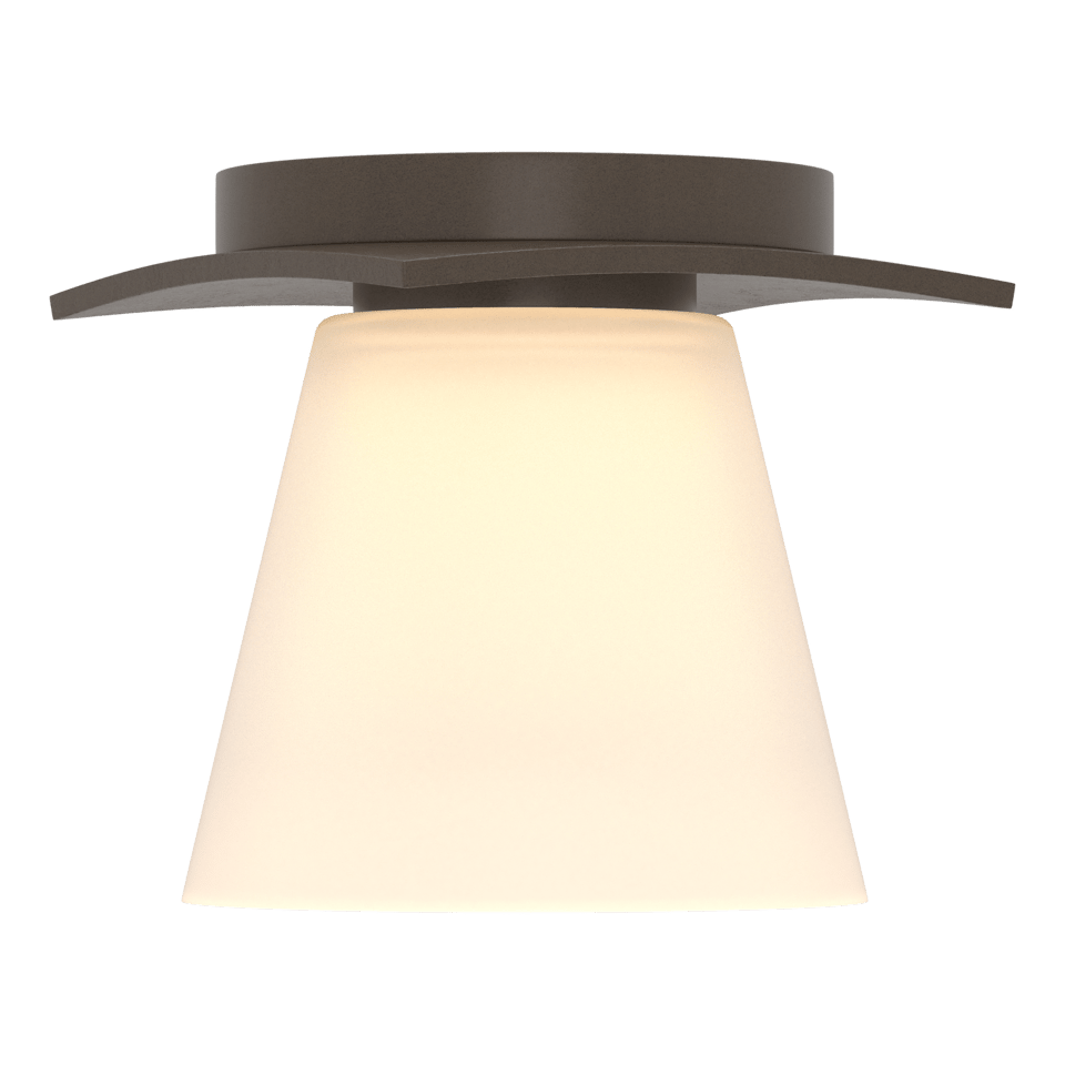 Hubbardton Forge Wren Flush Mount Light Fixture with Opal Glass Shade, Dimmable, UL Damp Rated