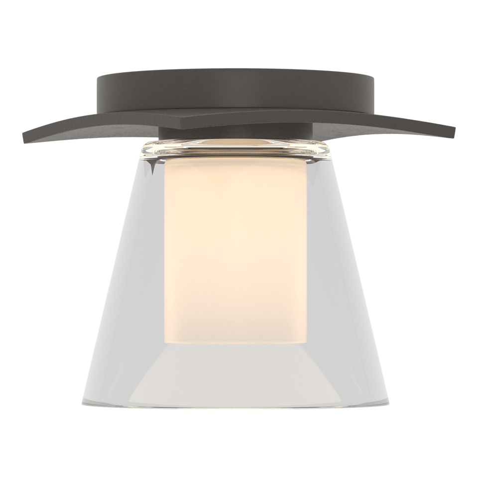 Hubbardton Forge Wren Flush Mount Light Fixture with Opal Glass Shade, Dimmable, UL Damp Rated