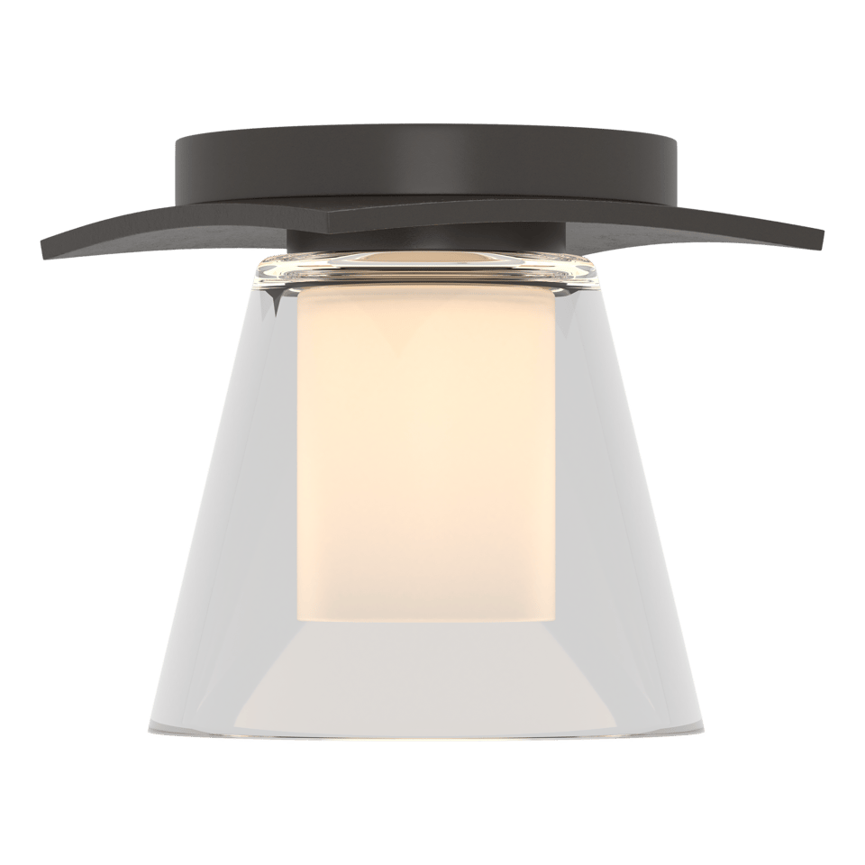 Hubbardton Forge Wren Flush Mount Light Fixture with Opal Glass Shade, Dimmable, UL Damp Rated