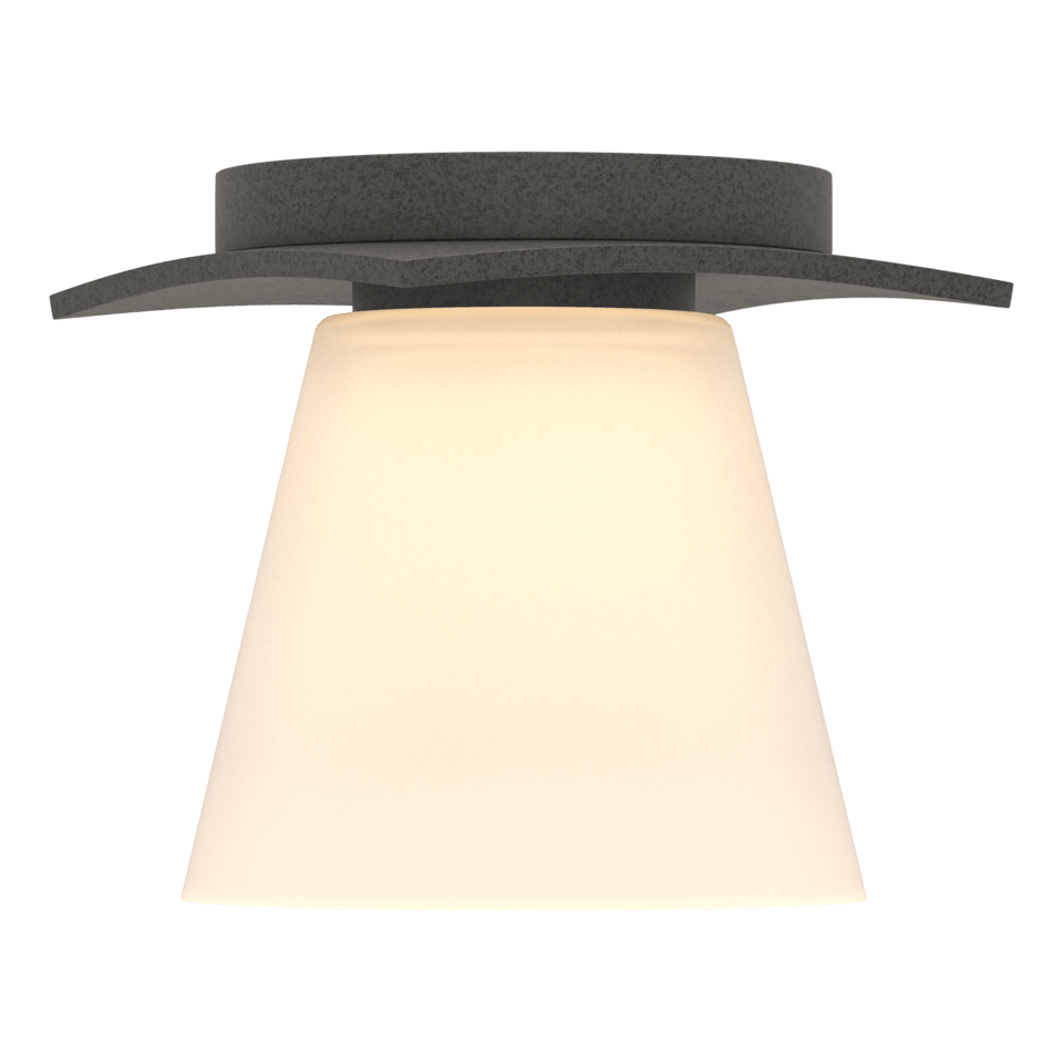 Hubbardton Forge Wren Flush Mount Light Fixture with Opal Glass Shade, Dimmable, UL Damp Rated