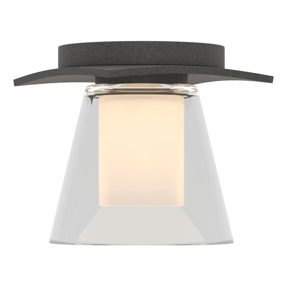 Hubbardton Forge Wren Flush Mount Light Fixture with Opal Glass Shade, Dimmable, UL Damp Rated