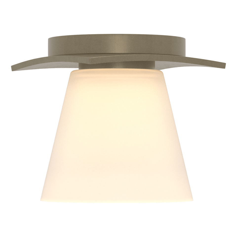 Hubbardton Forge Wren Flush Mount Light Fixture with Opal Glass Shade, Dimmable, UL Damp Rated