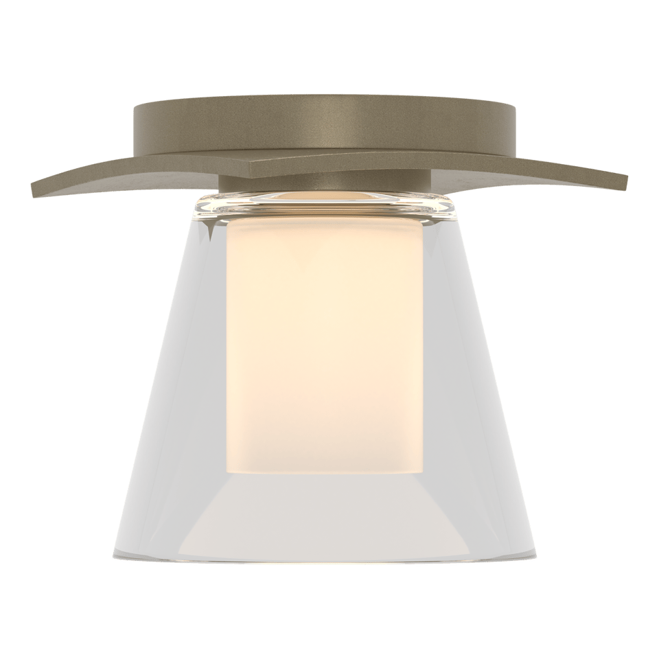 Hubbardton Forge Wren Flush Mount Light Fixture with Opal Glass Shade, Dimmable, UL Damp Rated