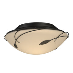 Hubbardton Forge Forged Leaves Flush Mount Ceiling Light 126709 - Handcrafted Iron & Opal Glass Design