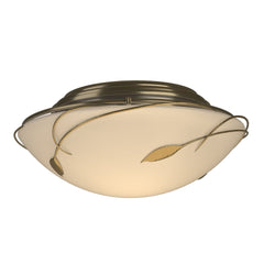 Hubbardton Forge Forged Leaves Flush Mount Ceiling Light 126709 - Handcrafted Iron & Opal Glass Design