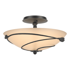 Forged Leaves Semi-Flush Light Fixture 2 Bulbs 100W Dimmable Handcrafted Vermont Nature-Inspired Design