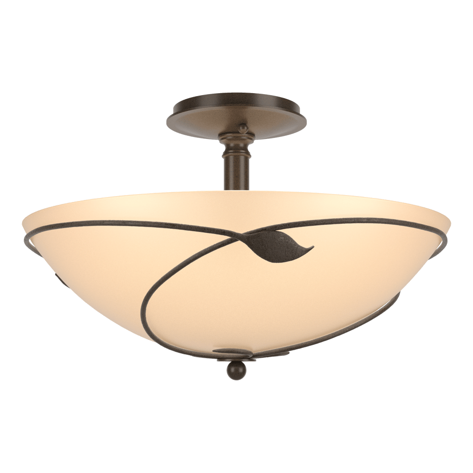 Hubbardton Forge Forged Leaves Large Semi-Flush Ceiling Light, Handcrafted Artful Design, Dimmable Feature