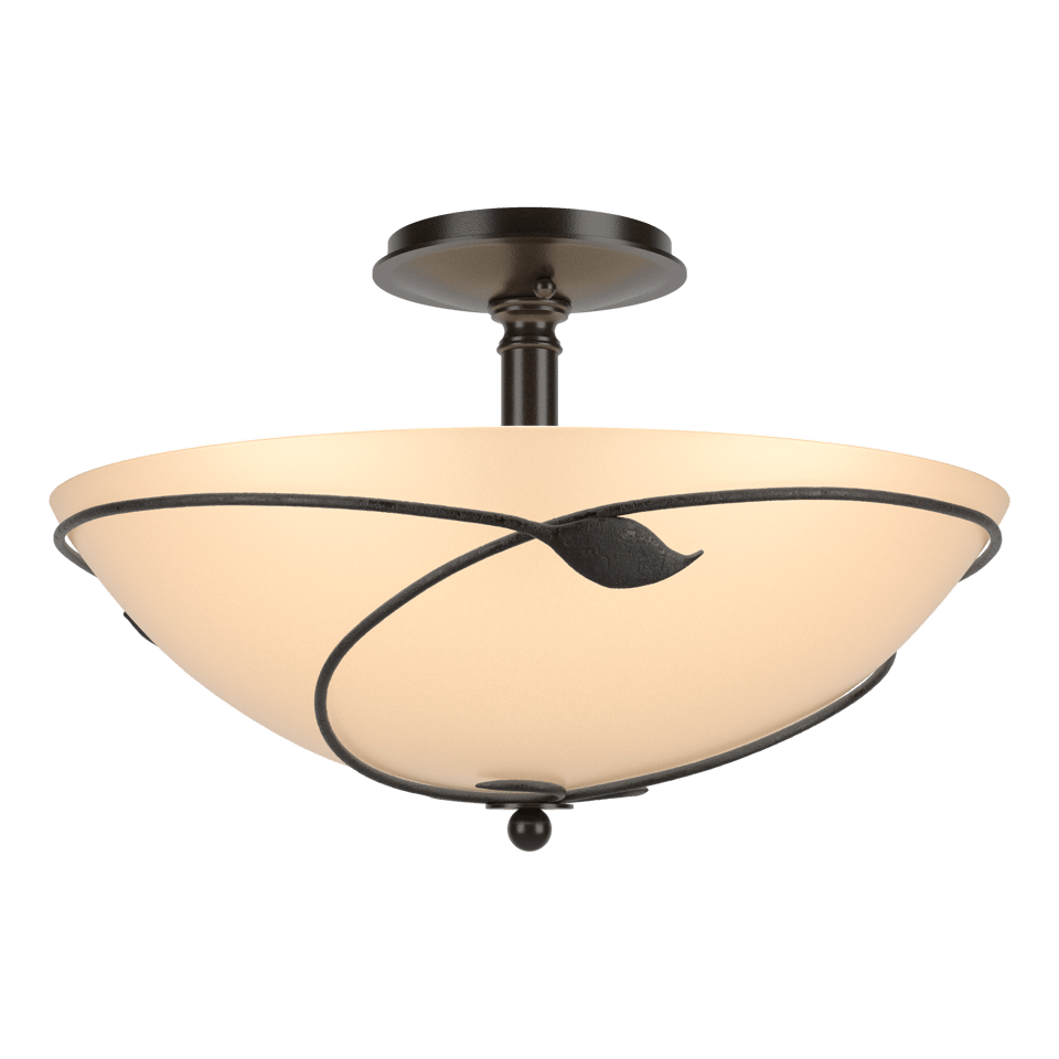 Hubbardton Forge Forged Leaves Large Semi-Flush Ceiling Light, Handcrafted Artful Design, Dimmable Feature