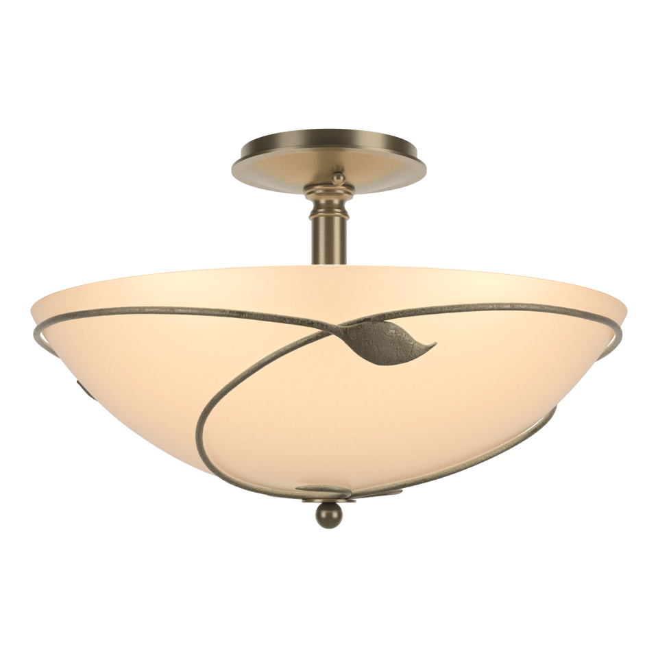 Hubbardton Forge Forged Leaves Large Semi-Flush Ceiling Light, Handcrafted Artful Design, Dimmable Feature