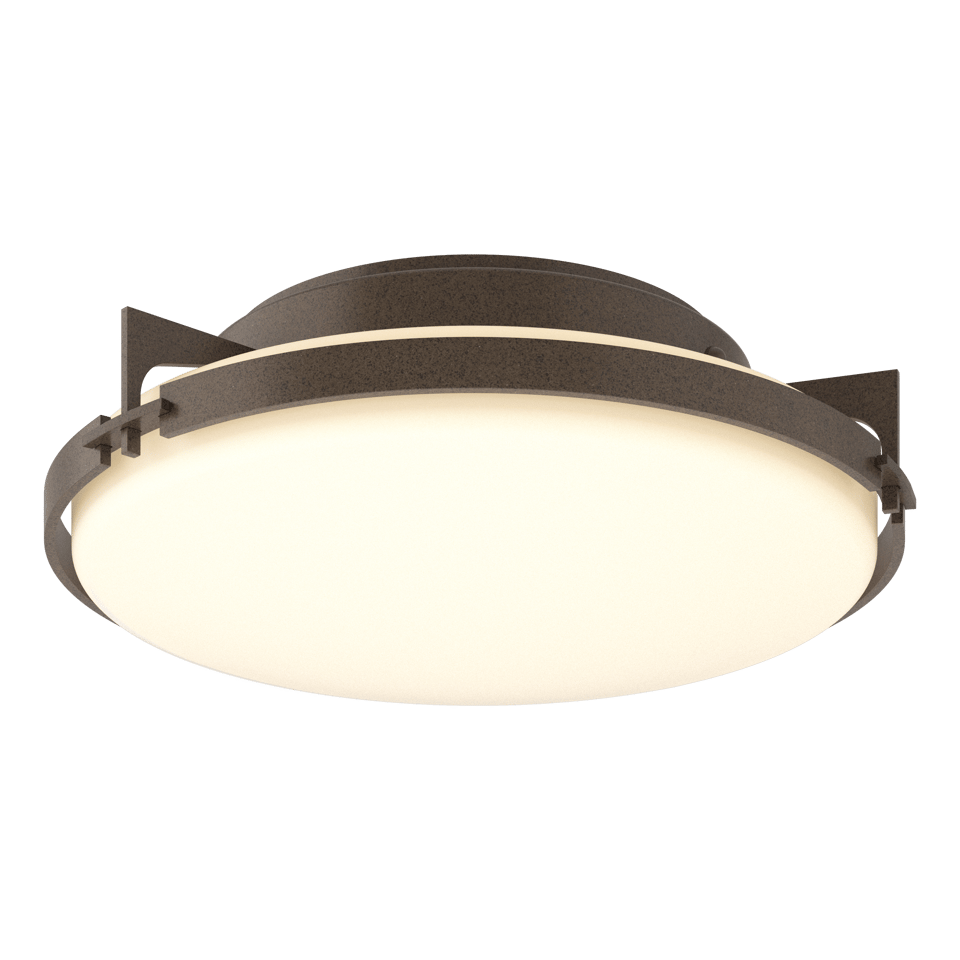 Hubbardton Forge Metra 2-Light Flush Mount Ceiling Fixture with Dimmable Glass Shade