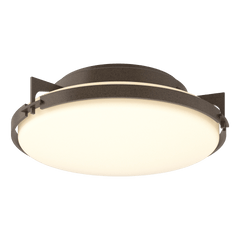 Hubbardton Forge Metra 2-Light Flush Mount Ceiling Fixture with Dimmable Glass Shade