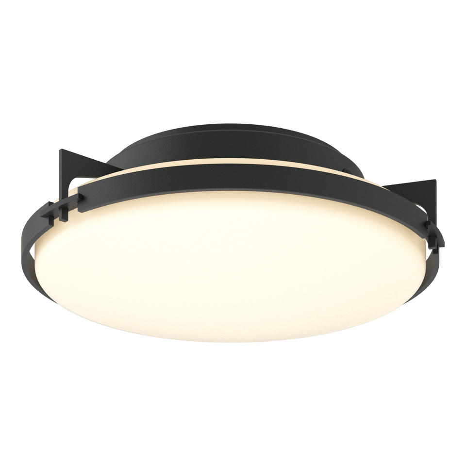 Hubbardton Forge Metra 2-Light Flush Mount Ceiling Fixture with Dimmable Glass Shade