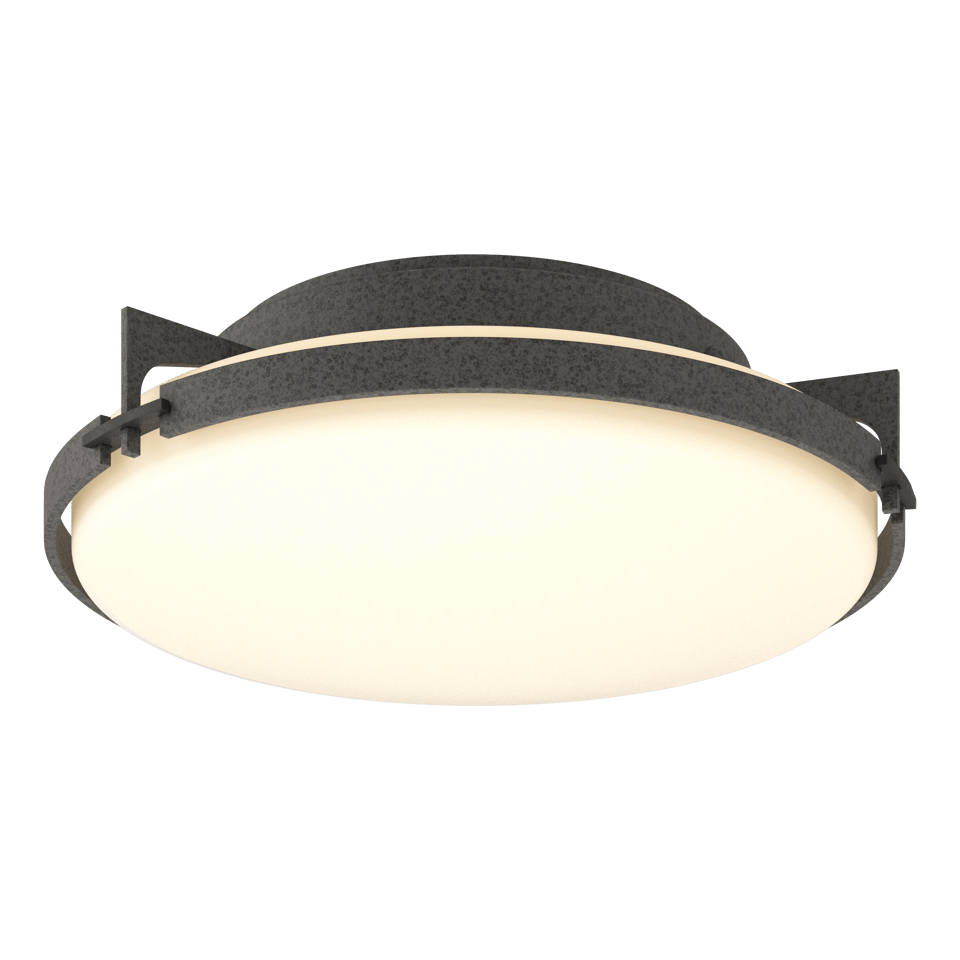 Hubbardton Forge Metra 2-Light Flush Mount Ceiling Fixture with Dimmable Glass Shade