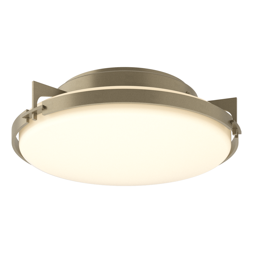 Hubbardton Forge Metra 2-Light Flush Mount Ceiling Fixture with Dimmable Glass Shade