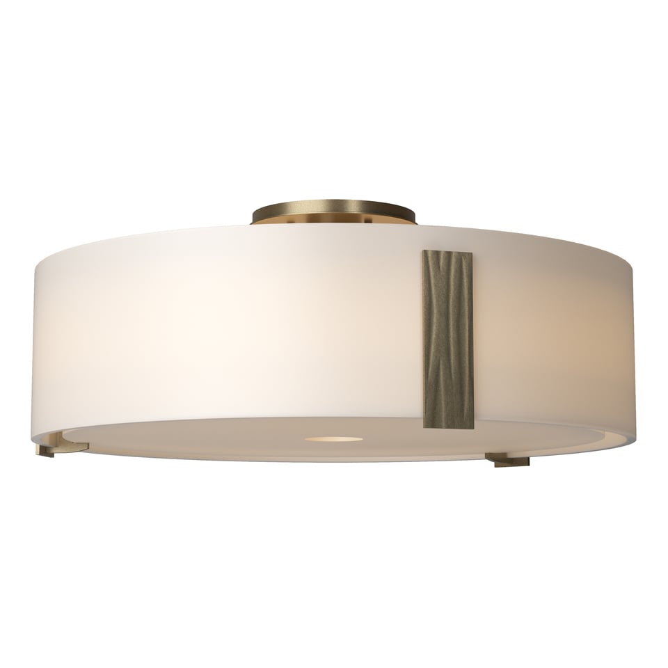 Impressions Large Semi-Flush Mount Light by Hubbardton Forge, Dimmable, Opal Glass Shade, Multiple Finishes