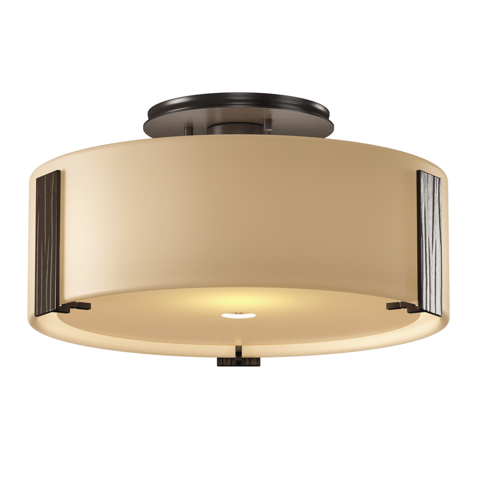 Hubbardton Forge Impressions 1-Light Semi-Flush Ceiling Fixture, Dimmable Opal Glass Shade, Versatile Finish Options