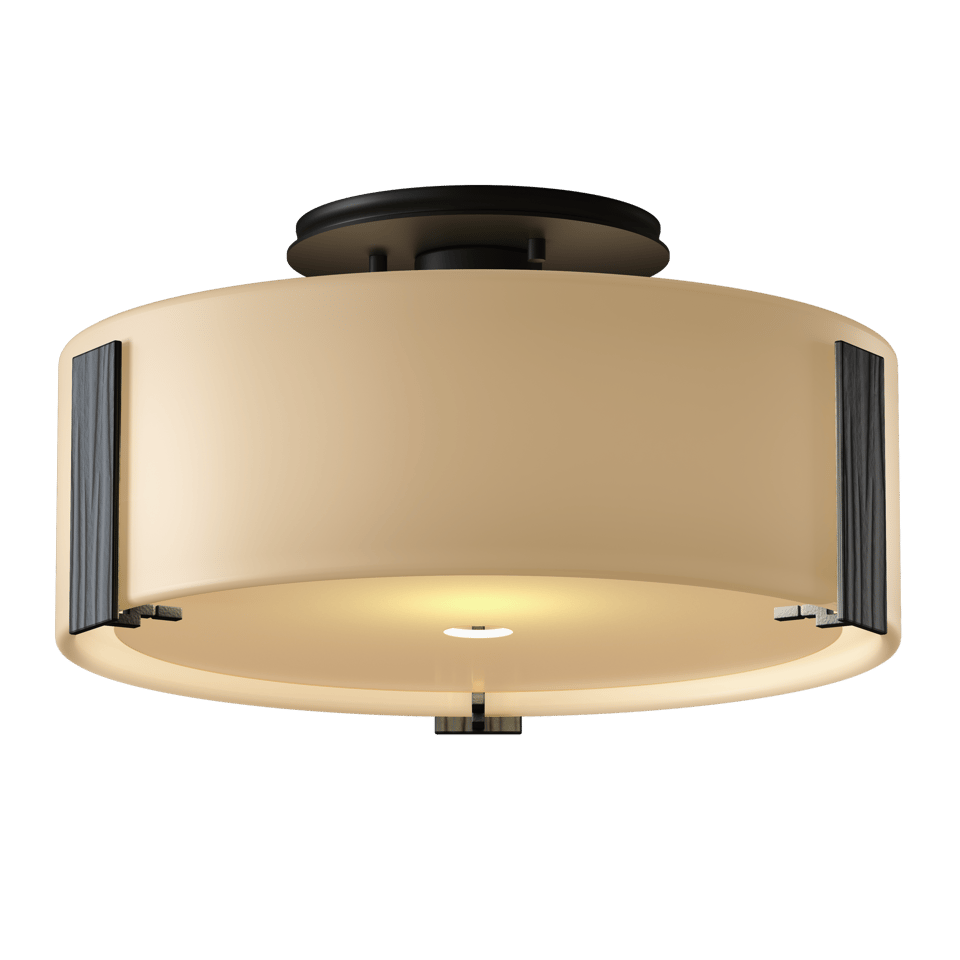 Hubbardton Forge Impressions 1-Light Semi-Flush Ceiling Fixture, Dimmable Opal Glass Shade, Versatile Finish Options