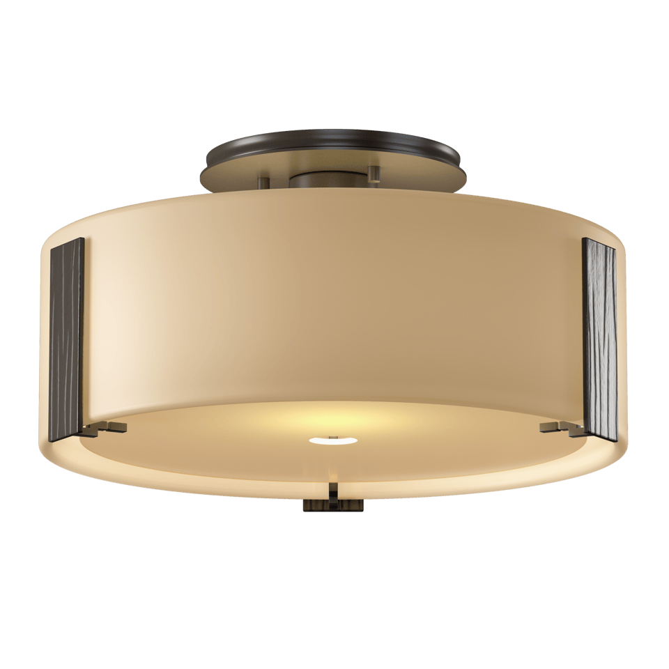 Hubbardton Forge Impressions 1-Light Semi-Flush Ceiling Fixture, Dimmable Opal Glass Shade, Versatile Finish Options