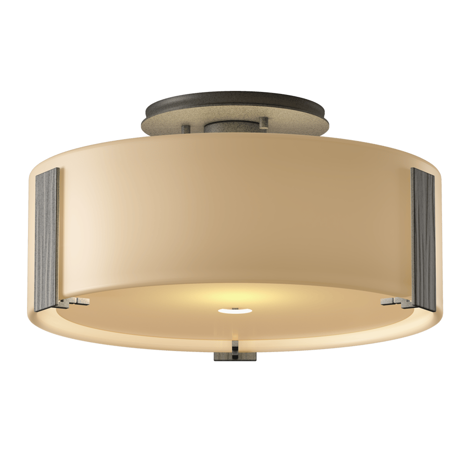 Hubbardton Forge Impressions 1-Light Semi-Flush Ceiling Fixture, Dimmable Opal Glass Shade, Versatile Finish Options