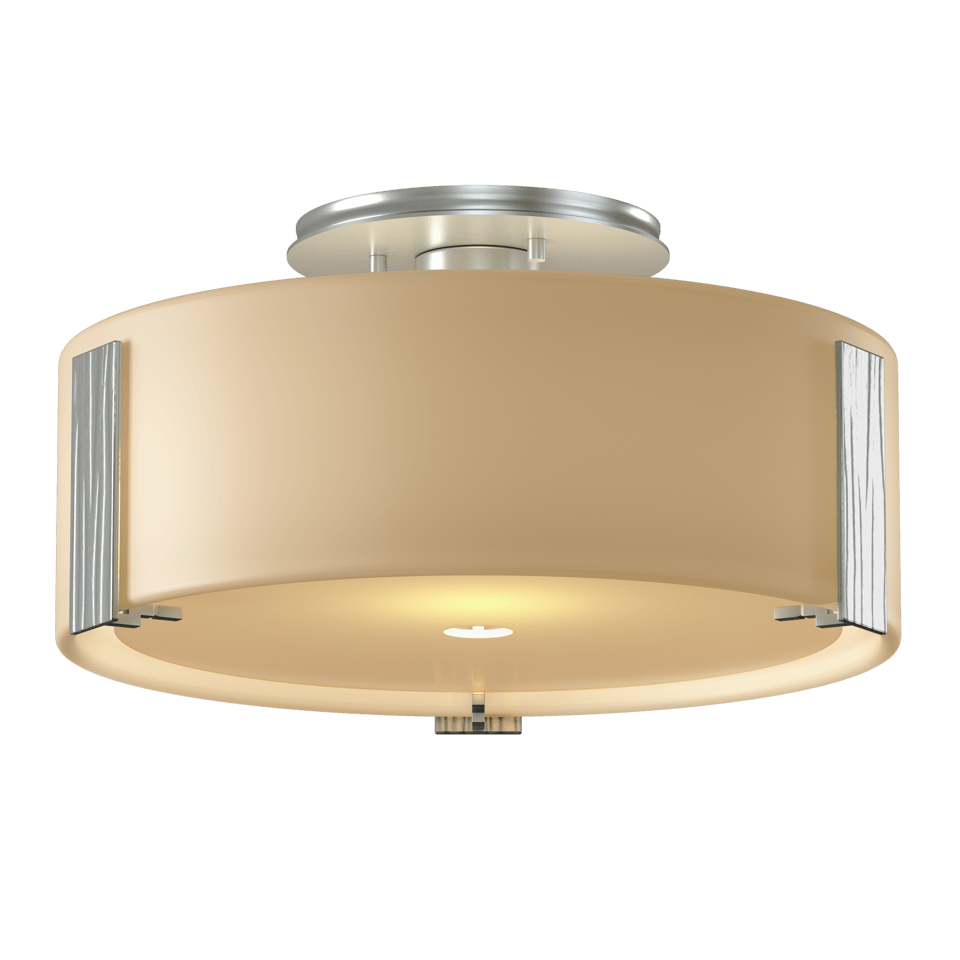 Hubbardton Forge Impressions 1-Light Semi-Flush Ceiling Fixture, Dimmable Opal Glass Shade, Versatile Finish Options