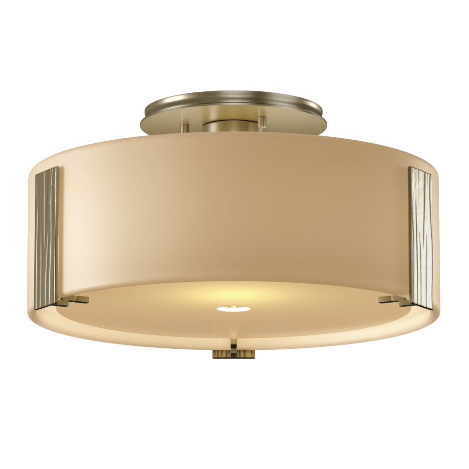 Hubbardton Forge Impressions 1-Light Semi-Flush Ceiling Fixture, Dimmable Opal Glass Shade, Versatile Finish Options