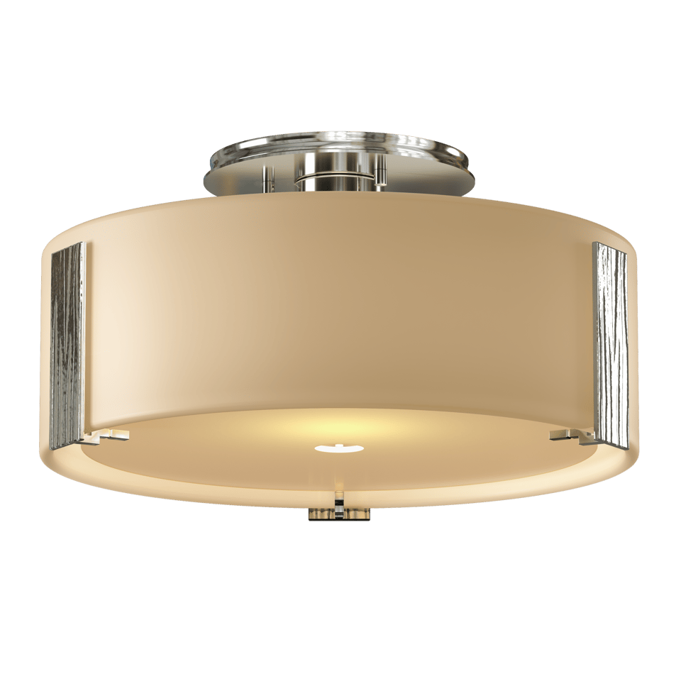 Hubbardton Forge Impressions 1-Light Semi-Flush Ceiling Fixture, Dimmable Opal Glass Shade, Versatile Finish Options