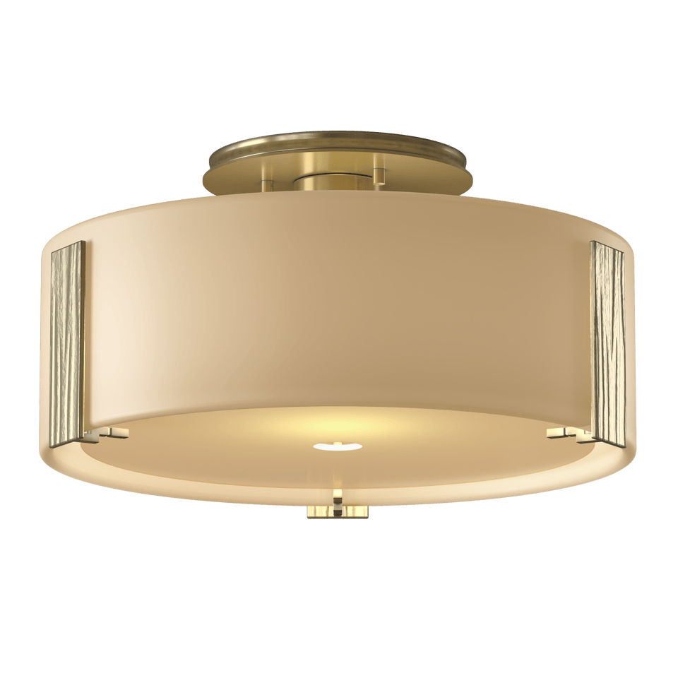 Hubbardton Forge Impressions 1-Light Semi-Flush Ceiling Fixture, Dimmable Opal Glass Shade, Versatile Finish Options