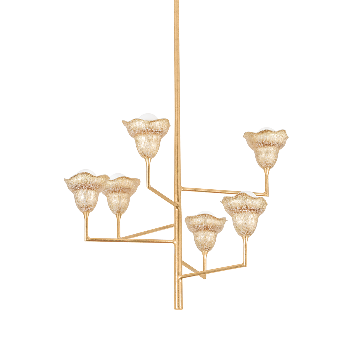 Alora 6-Light Chandelier by Hudson Valley Lighting - Vintage Gold Leaf, Dimmable, UL Damp Rated