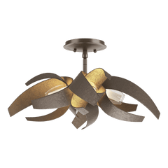 Hubbardton Forge Corona 3-Light Dimmable Semi-Flush Ceiling Fixture with Elegant Glass Shade