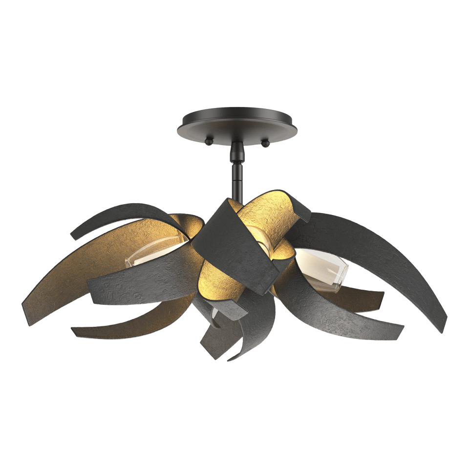 Hubbardton Forge Corona 3-Light Dimmable Semi-Flush Ceiling Fixture with Elegant Glass Shade