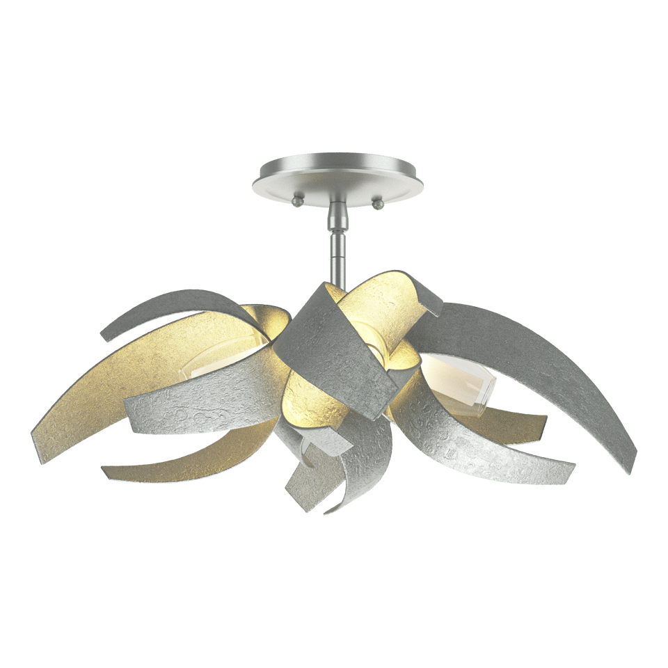 Hubbardton Forge Corona 3-Light Dimmable Semi-Flush Ceiling Fixture with Elegant Glass Shade