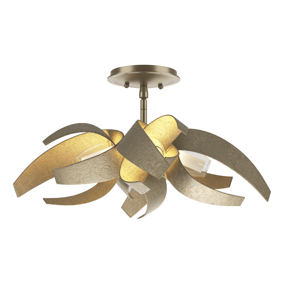 Hubbardton Forge Corona 3-Light Dimmable Semi-Flush Ceiling Fixture with Elegant Glass Shade