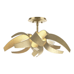 Hubbardton Forge Corona 3-Light Dimmable Semi-Flush Ceiling Fixture with Elegant Glass Shade