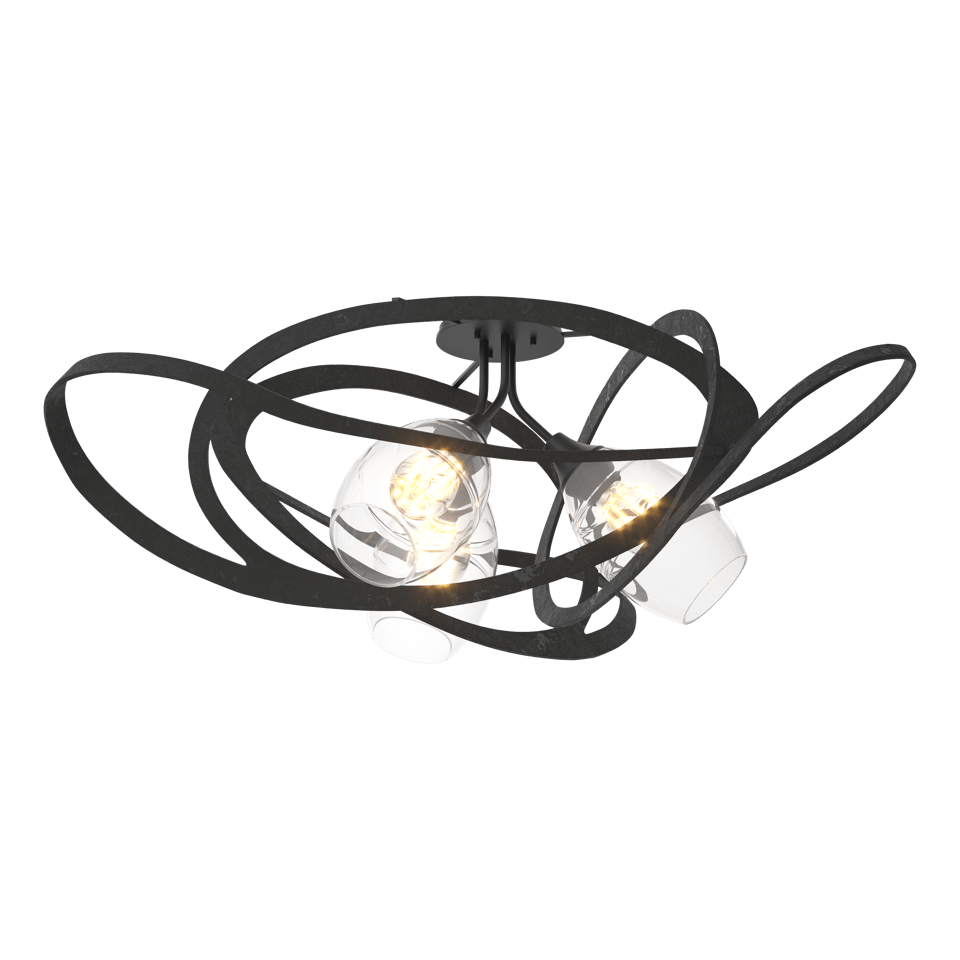 Hubbardton Forge Nest 128720 Semi-Flush Pendant Light with Dimmable Hand-Blown Glass Shades