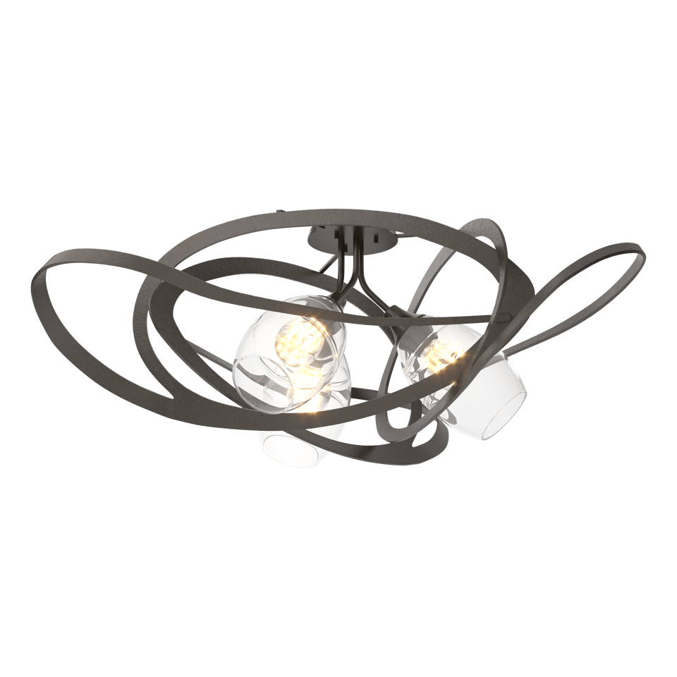 Hubbardton Forge Nest 128720 Semi-Flush Pendant Light with Dimmable Hand-Blown Glass Shades