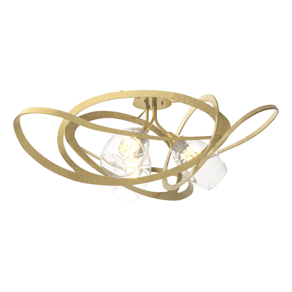 Hubbardton Forge Nest 128720 Semi-Flush Pendant Light with Dimmable Hand-Blown Glass Shades