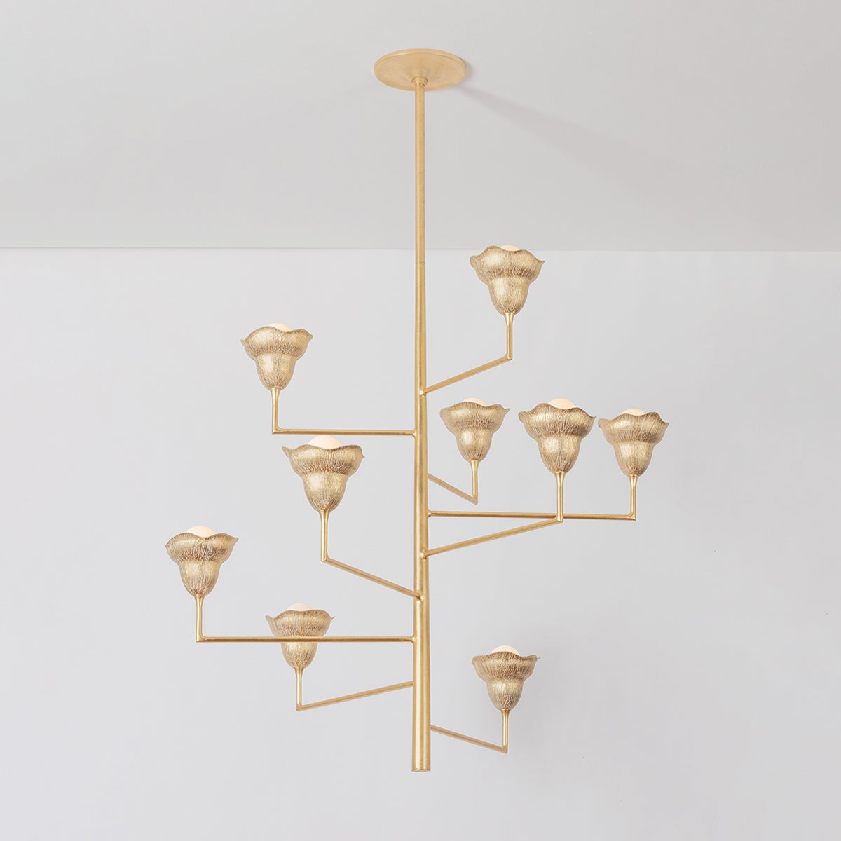 Alora 9-Light Chandelier by Hudson Valley Lighting - Vintage Gold Leaf & White Plaster Finish