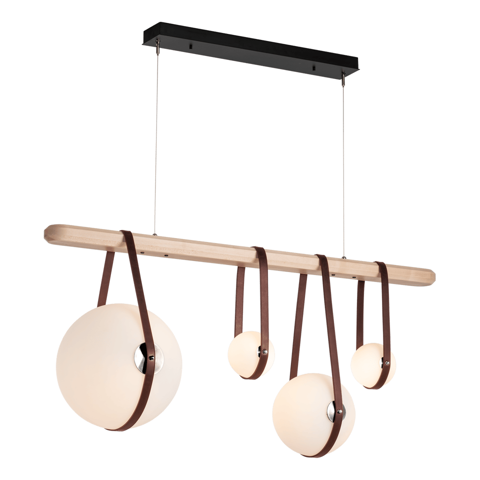 Hubbardton Forge Derby Linear 4-Light LED Pendant with Dimmable Opal Glass and Adjustable Height