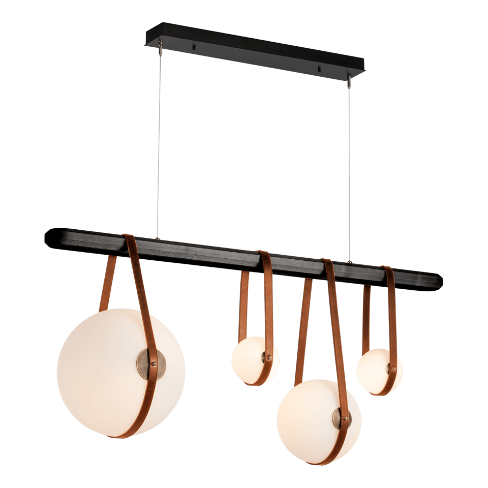 Hubbardton Forge Derby Linear 4-Light LED Pendant with Dimmable Opal Glass and Adjustable Height