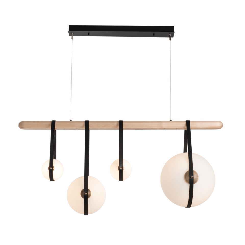 Hubbardton Forge Derby Linear 4-Light LED Pendant with Dimmable Opal Glass and Adjustable Height