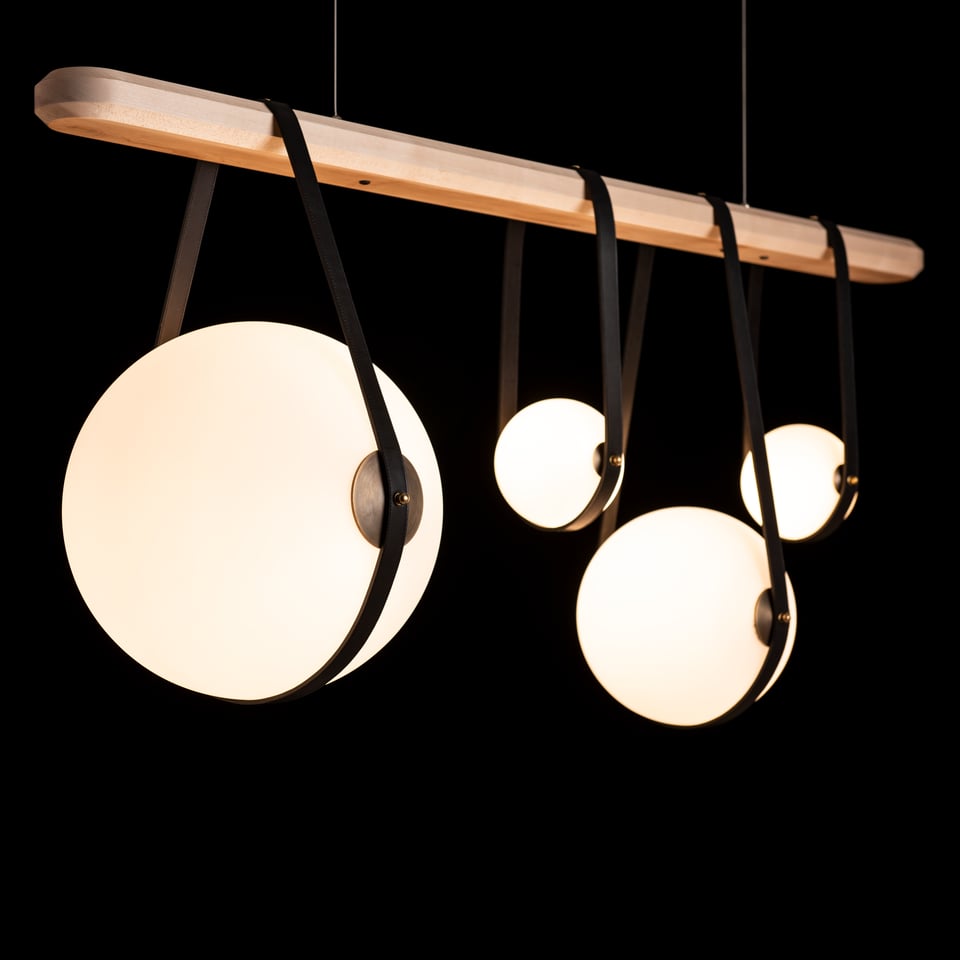 Hubbardton Forge Derby Linear 4-Light LED Pendant with Dimmable Opal Glass and Adjustable Height