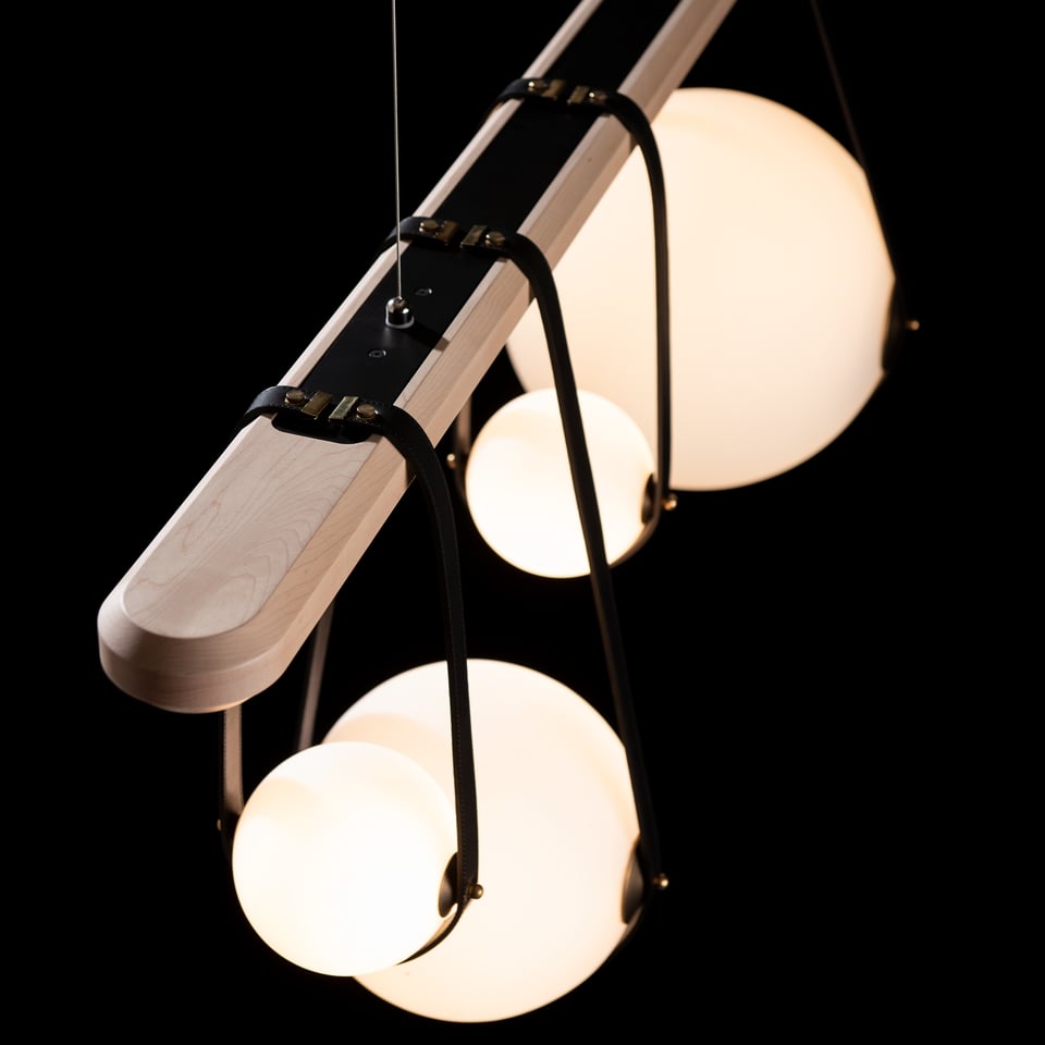 Hubbardton Forge Derby Linear 4-Light LED Pendant with Dimmable Opal Glass and Adjustable Height