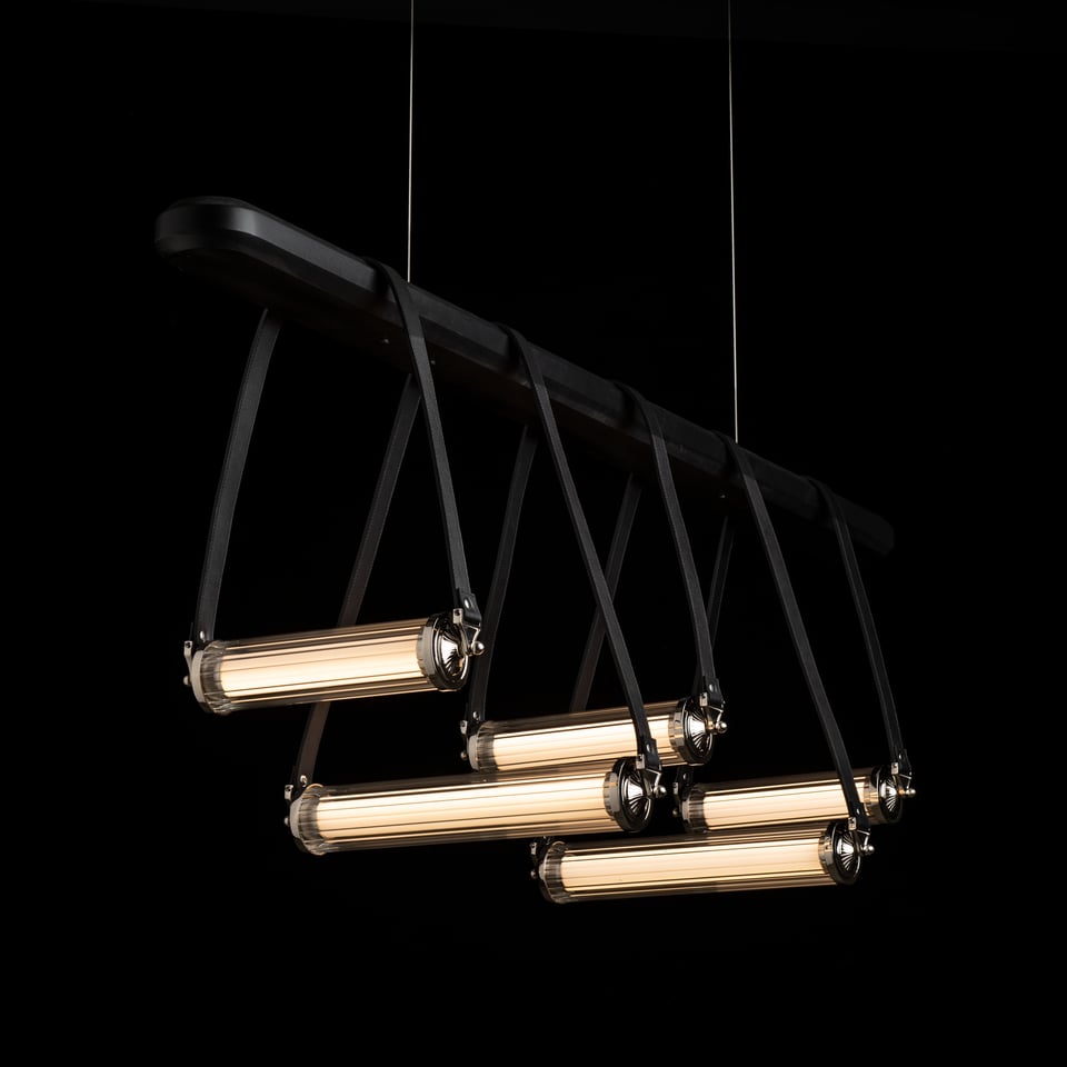 York Linear 5-Light LED Pendant by Hubbardton Forge, Dimmable, Energy-Efficient, Adjustable Height