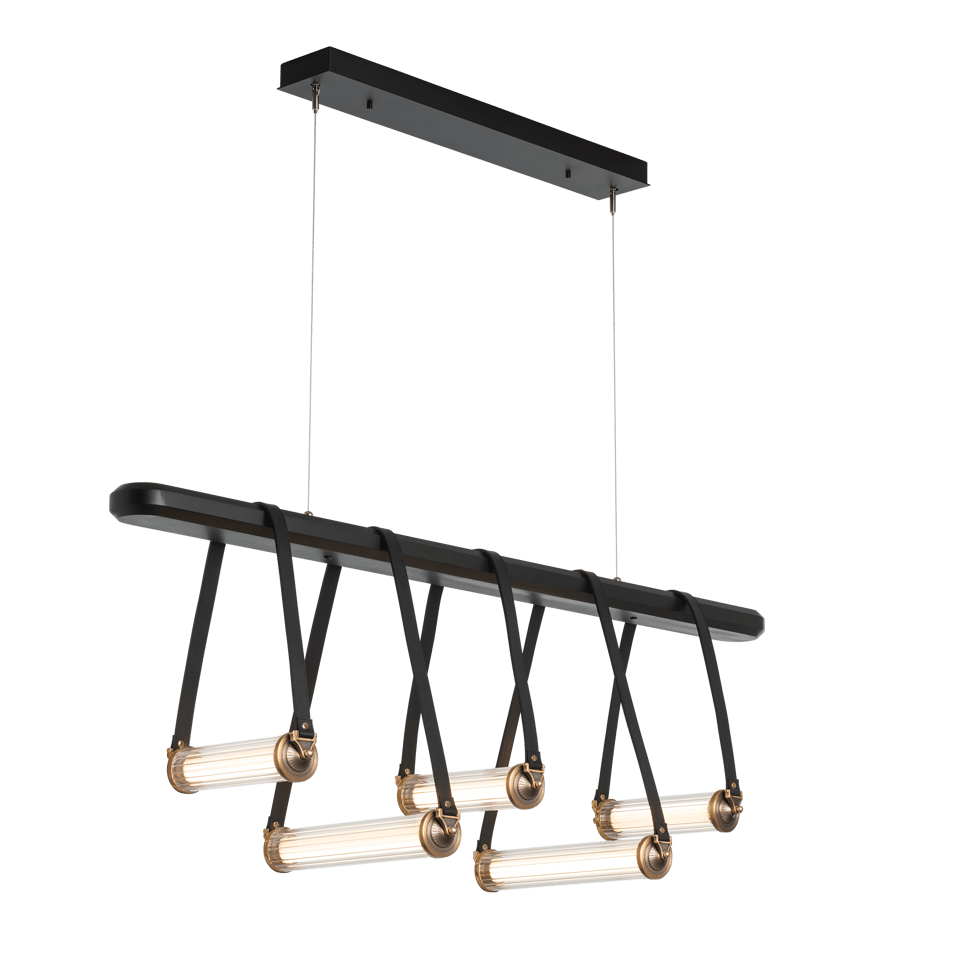 York Linear 5-Light LED Pendant by Hubbardton Forge, Dimmable, Energy-Efficient, Adjustable Height