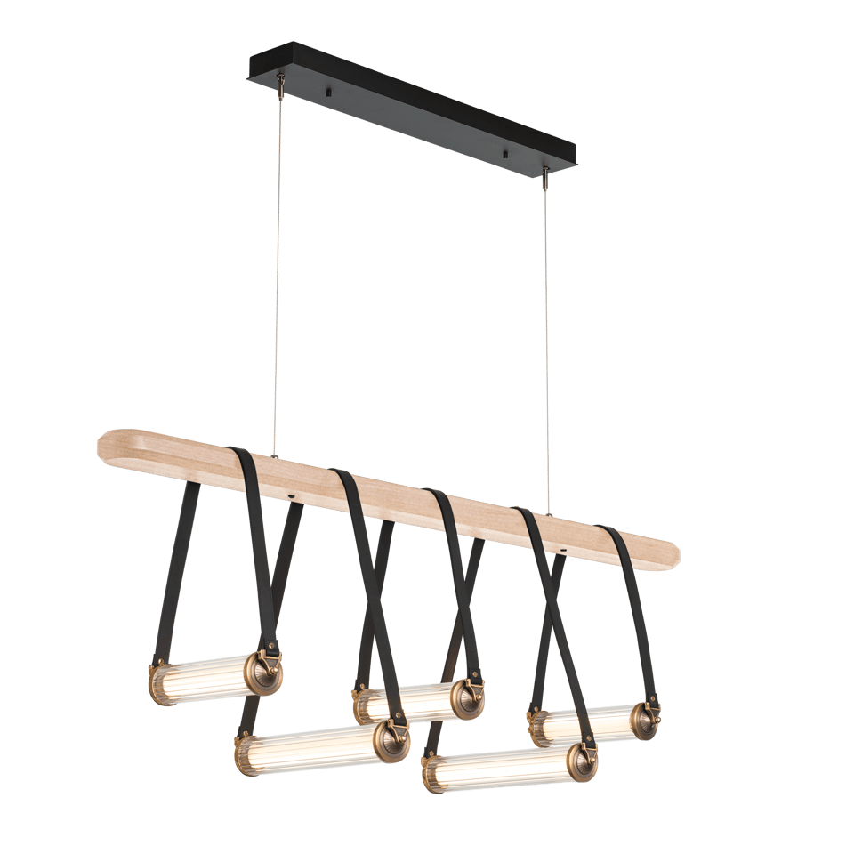 York Linear 5-Light LED Pendant by Hubbardton Forge, Dimmable, Energy-Efficient, Adjustable Height