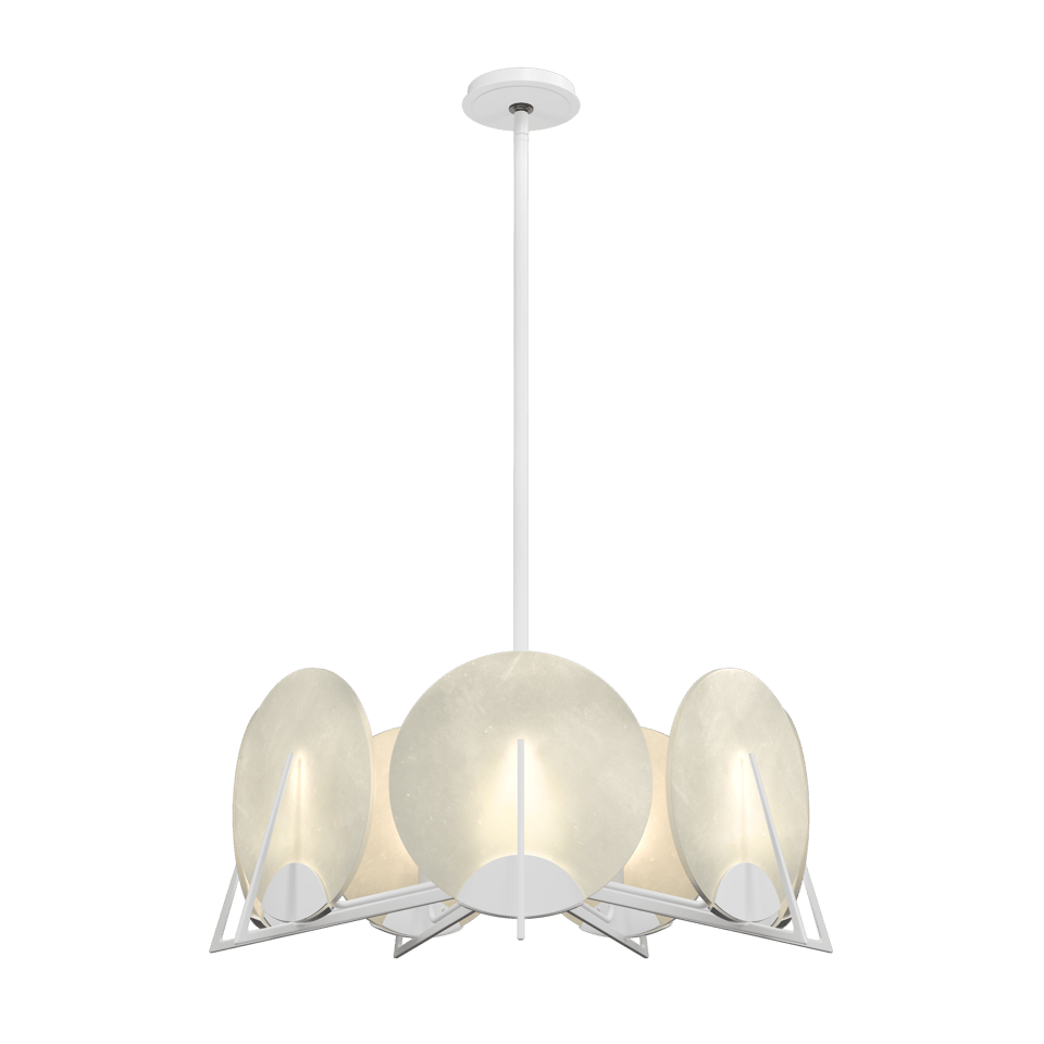 Hubbardton Forge Callisto 7-Light Pendant with Dimmable Alabaster Discs and Custom Finishes