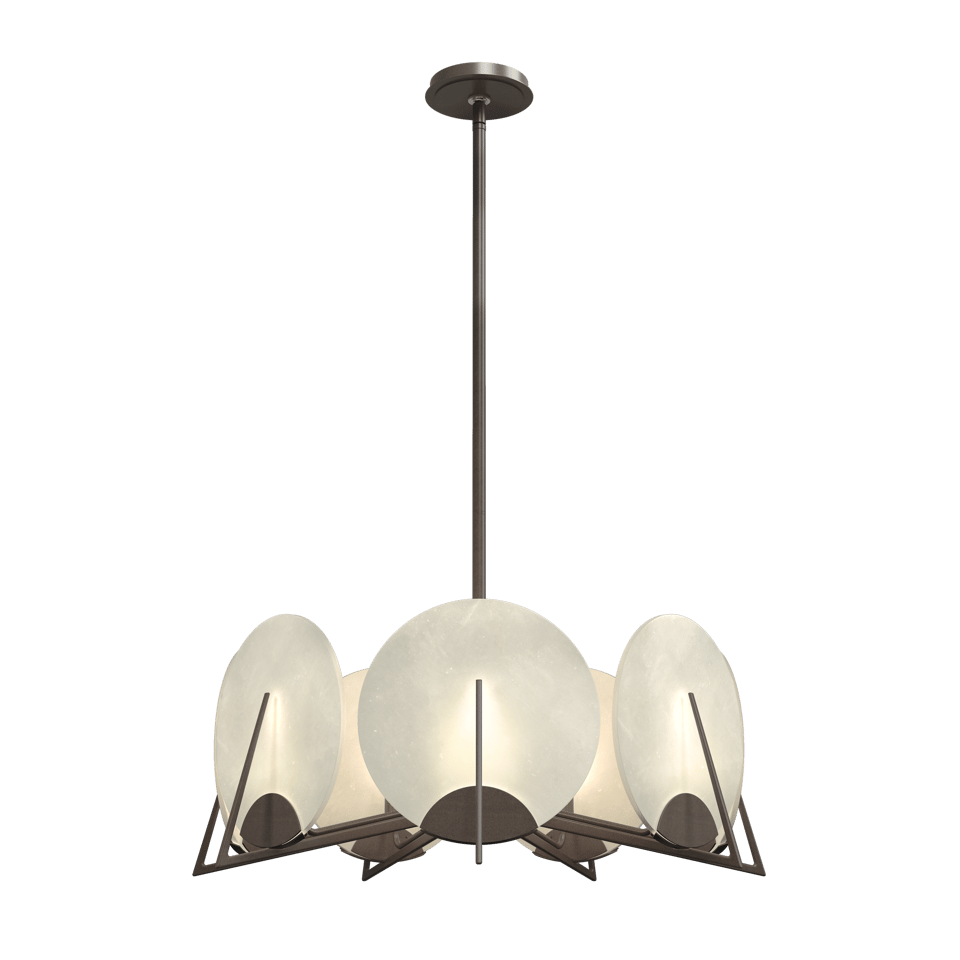 Hubbardton Forge Callisto 7-Light Pendant with Dimmable Alabaster Discs and Custom Finishes