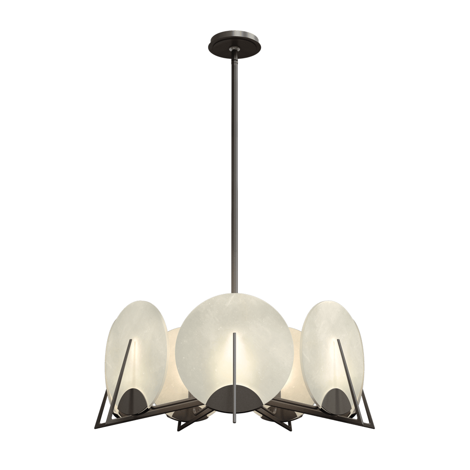 Hubbardton Forge Callisto 7-Light Pendant with Dimmable Alabaster Discs and Custom Finishes