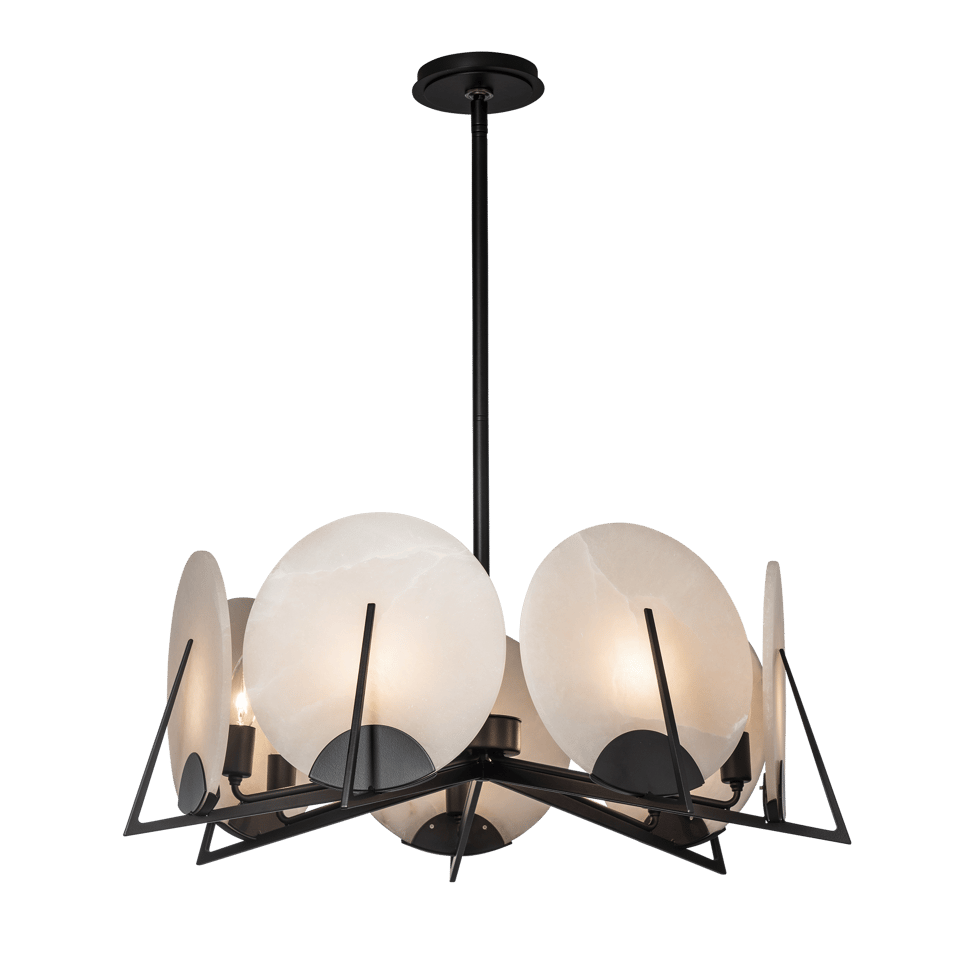 Hubbardton Forge Callisto 7-Light Pendant with Dimmable Alabaster Discs and Custom Finishes